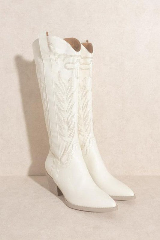 SAMARA-EMBROIDERY WESTERN KNEE HIGH BOOTS - Tigbul's Variety Fashion Shop