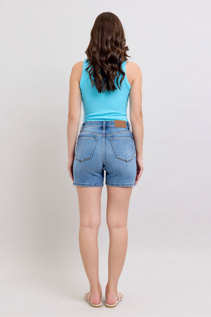 Judy Blue Full Size 2 Button Denim Shorts with Pockets Plus Size - Tigbul's Variety Fashion Shop