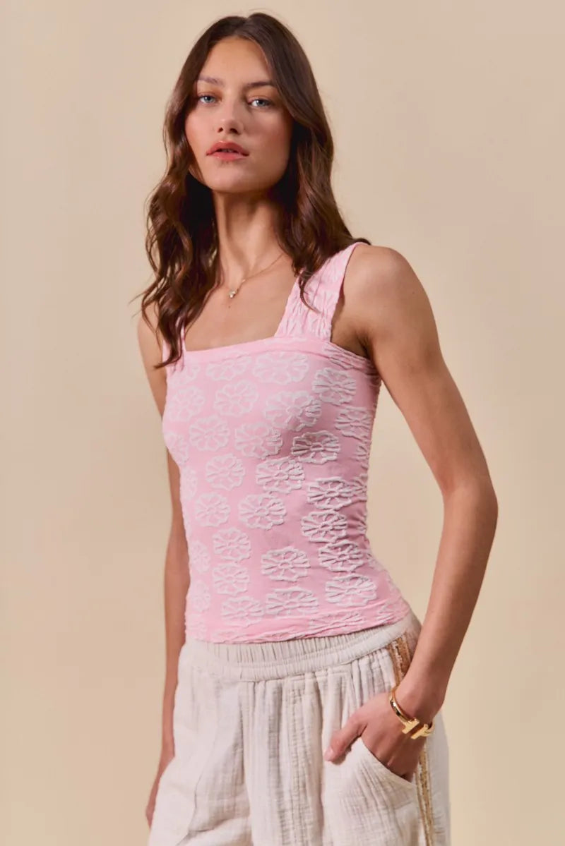SO ME Two Tone Floral Seamless Tank Top - Tigbul's Variety Fashion Shop