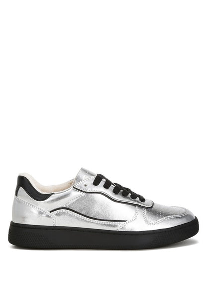 Kyniska Metallic Faux Leather Everyday Sneakers - Tigbul's Variety Fashion Shop