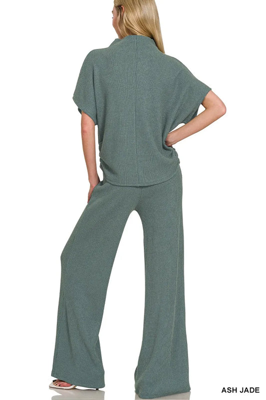 Zenana Mock Neck Top and Pants Sweater Set - Tigbul's Variety Fashion Shop