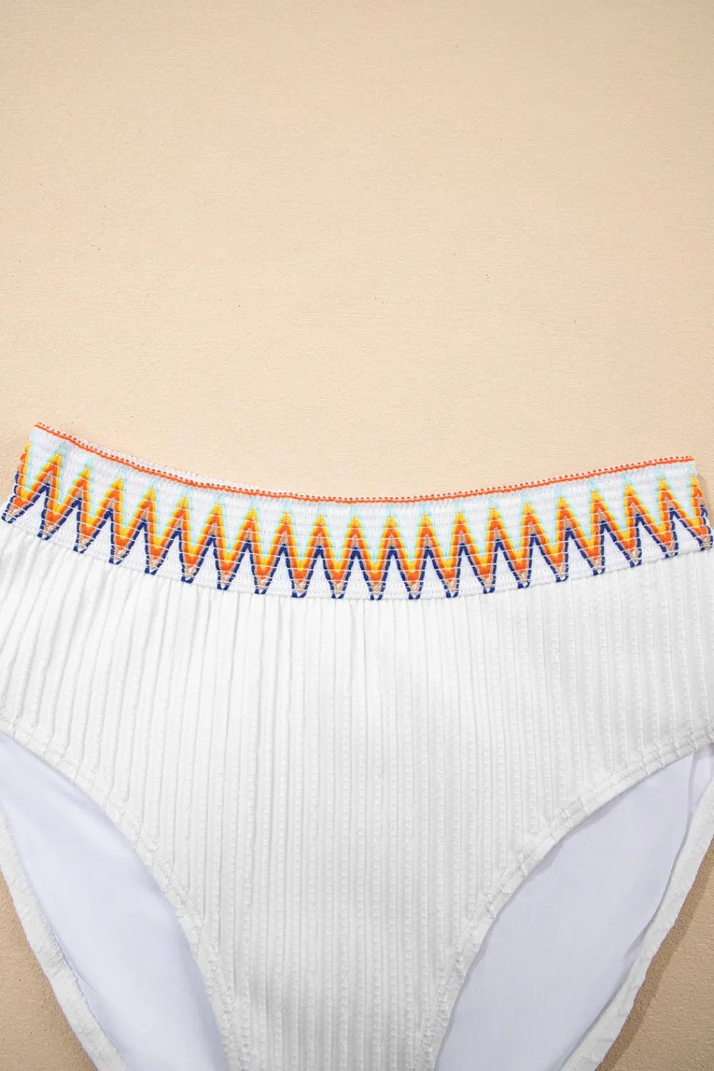 Textured Contrast Banding Bikini High Waist 2pcs Swimsuit - Tigbul's Variety Fashion Shop