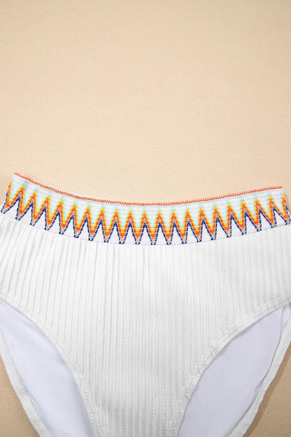 Textured Contrast Banding Bikini High Waist 2pcs Swimsuit - Tigbul's Variety Fashion Shop