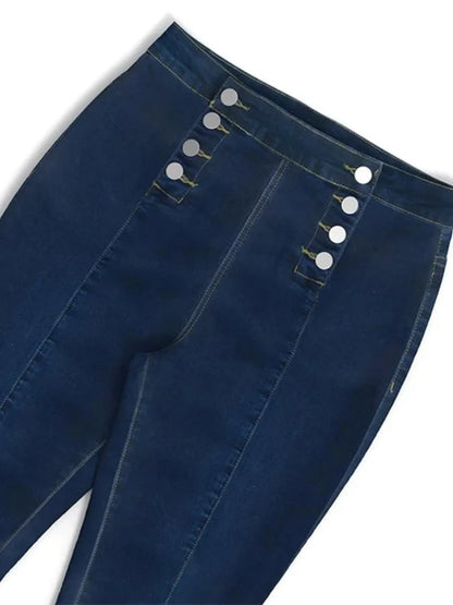 Full Size High-Waisted Double-Breasted Skinny Jeans Plus Size - Tigbul's Variety Fashion Shop