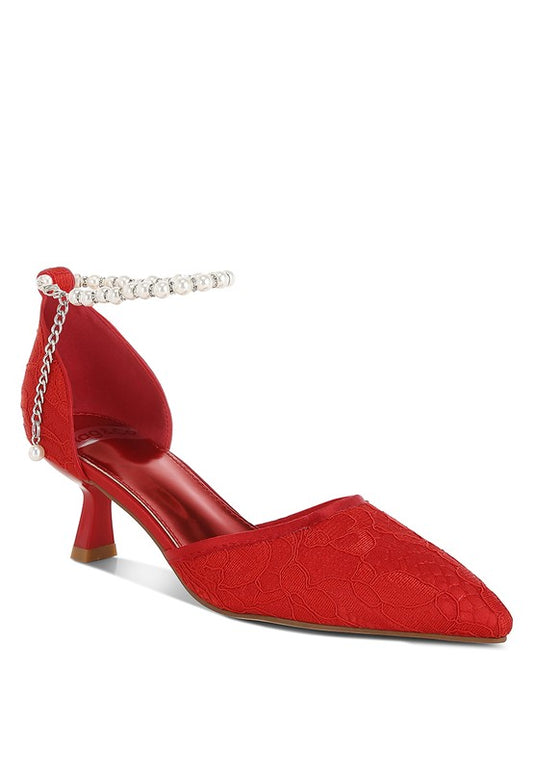 Laika Lace Kitten Heel Sandals - Tigbul's Variety Fashion Shop