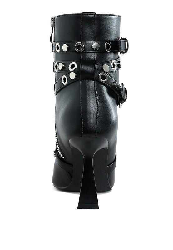 Jaunts Eyelets & Studs Harness Ankle Boots - Tigbul's Variety Fashion Shop