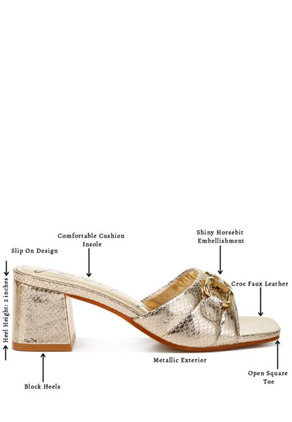 Bellamy Horsebit Detail Snake Print Sandals - Tigbul's Variety Fashion Shop