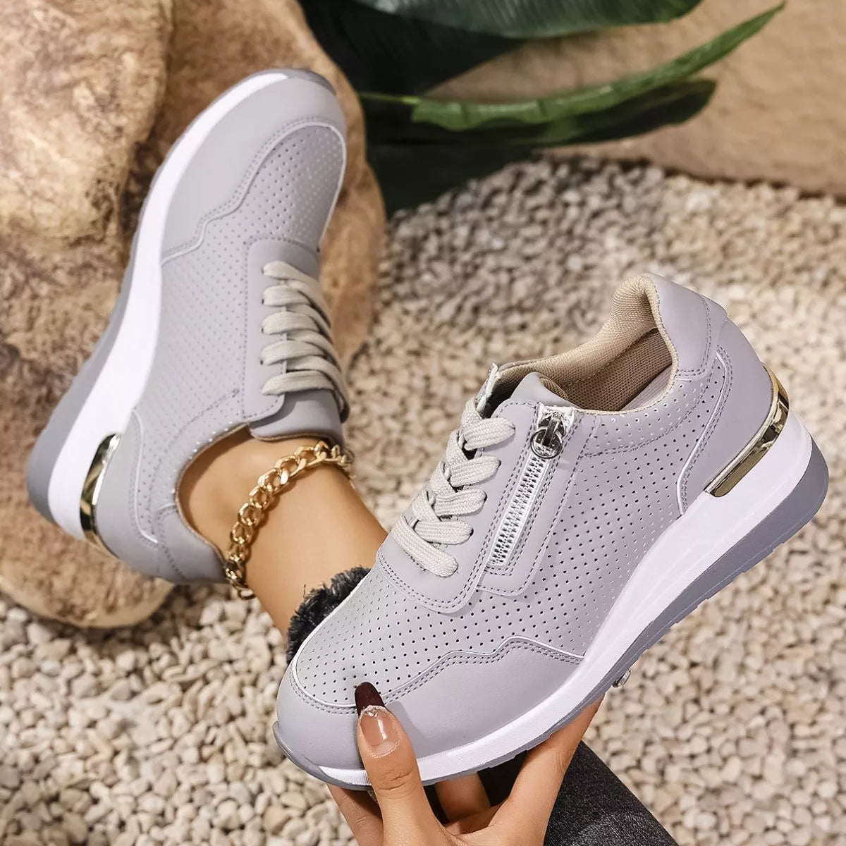 Lace Up Wedge Sneakers - Tigbul's Variety Fashion Shop