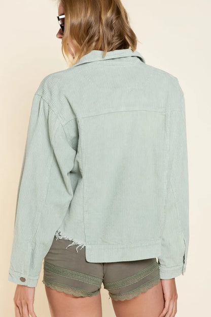 POL Button Down Corduroy Trucker Jacket - Tigbul's Variety Fashion Shop