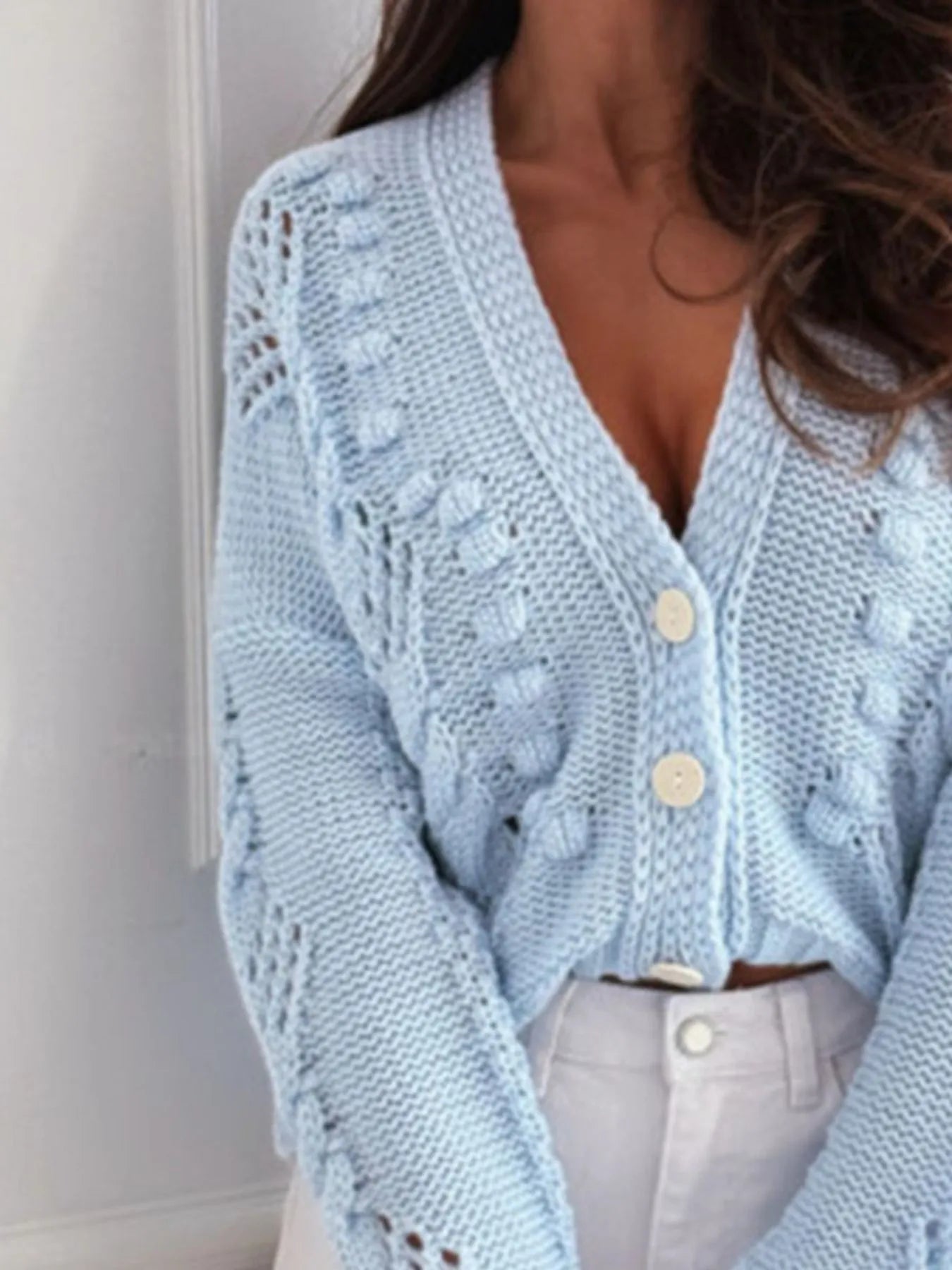Button Up V-Neck Cardigan - Tigbul's Variety Fashion Shop