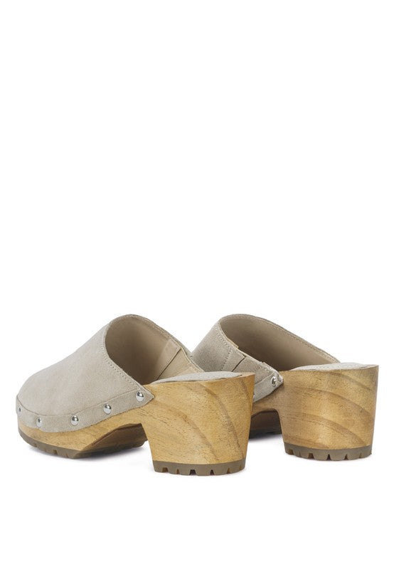 CEDRUS FINE SUEDE STUDDED CLOG MULES - Tigbul's Variety Fashion Shop