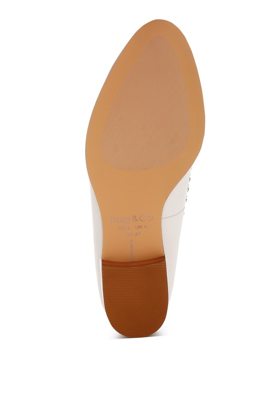 Wolferton Delicate Stud Detail Leather Loafers - Tigbul's Variety Fashion Shop