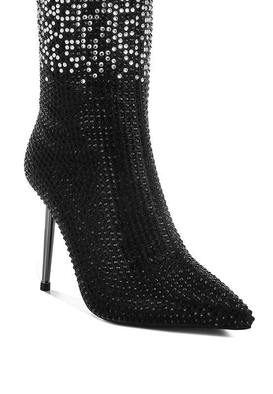 Orymple Shiny Rhinestone Studded Calf Boots - Tigbul's Variety Fashion Shop