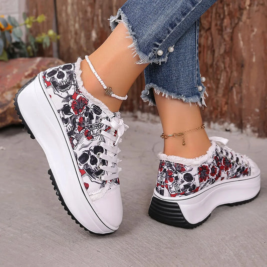 Printed Lace Up Platform Sneakers - Tigbul's Variety Fashion Shop