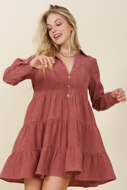 Corduroy tiered dress - Tigbuls Variety Fashion