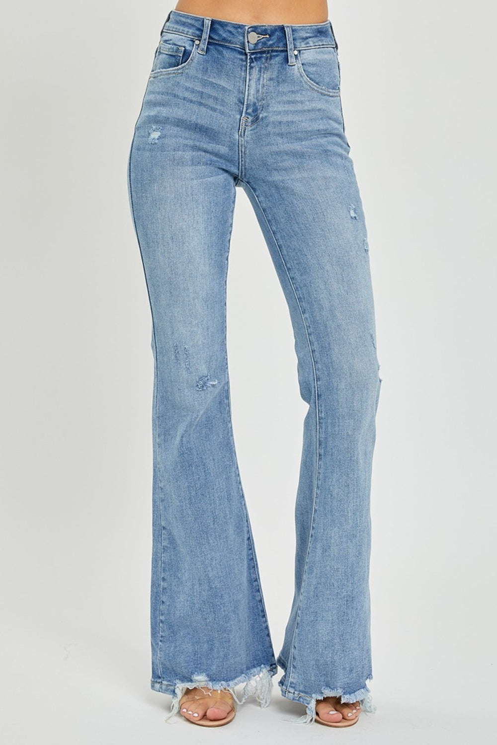 Risen Full Size High Rise Frayed Hem Flare Jeans - Tigbul's Variety Fashion Shop