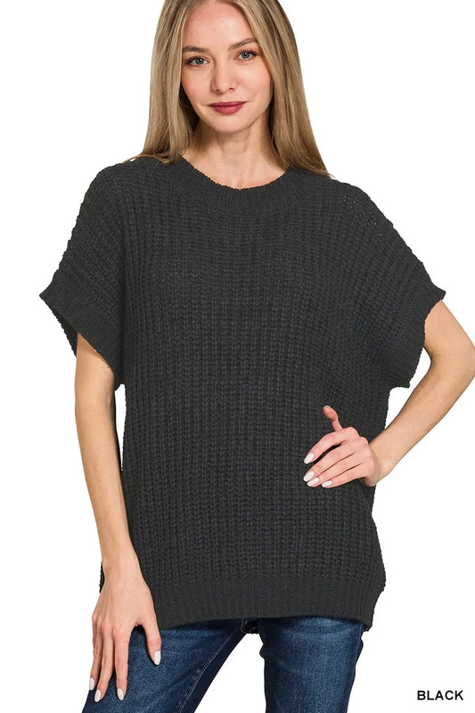 Zenana Short Sleeve Round Neck Sweater - Tigbul's Variety Fashion Shop
