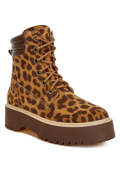 Ujola High Ankle Leopard Print Suede Boots - Tigbul's Variety Fashion Shop