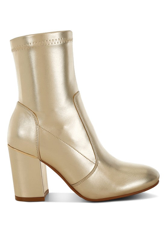 Tirana Metallic Pleather Sock Boots - Tigbul's Variety Fashion Shop