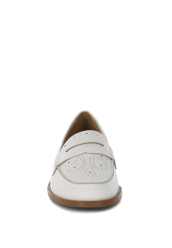 Clotilda Perforated Low Heel Loafers - Tigbul's Variety Fashion Shop