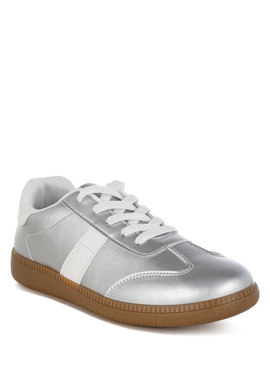 Crossover Lace-Up Metallic Sneaker - Tigbul's Variety Fashion Shop