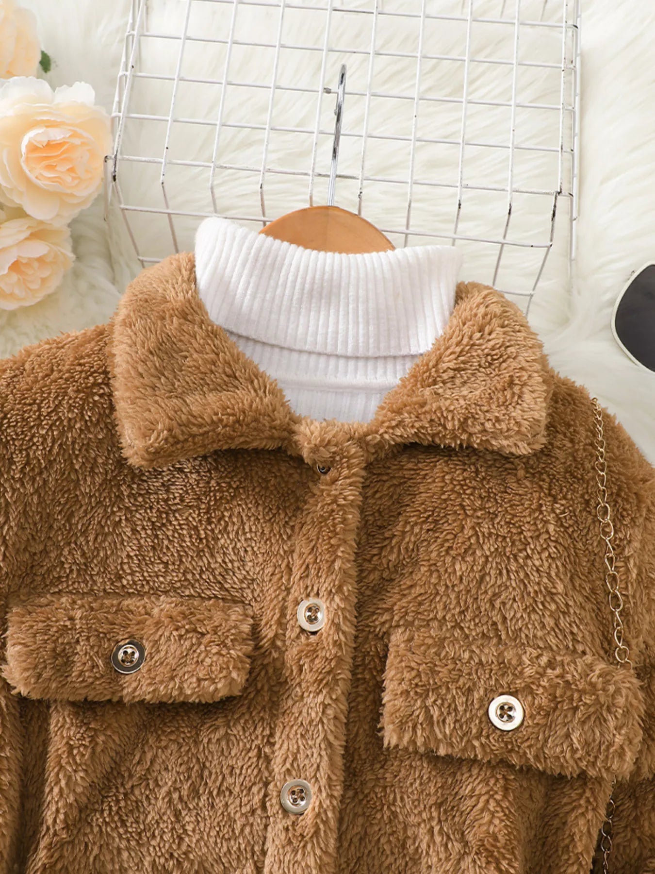 Children's Cozy Faux Shearling Button-Up Outerwear - Tigbuls