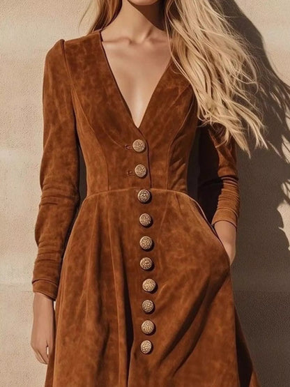 Ruffle Hem V-Neck Midi Dress - Tigbul's Variety Fashion Shop