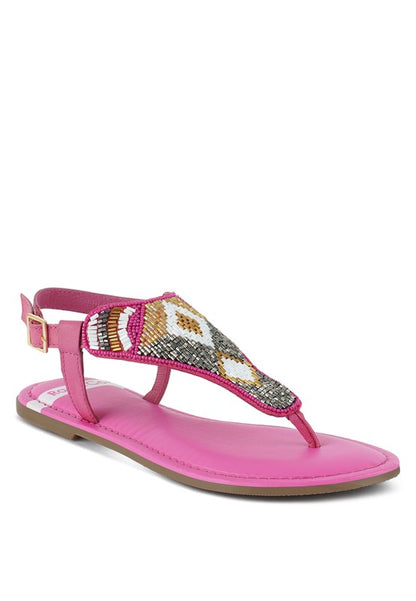 Chitra Pin Buckle Beaded Flat Sandals - Tigbul's Variety Fashion Shop