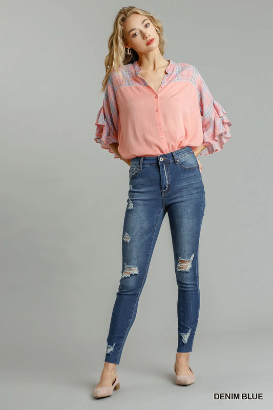 Umgee Distressed Skinny Jeans with Pockets - Tigbul's Variety Fashion Shop