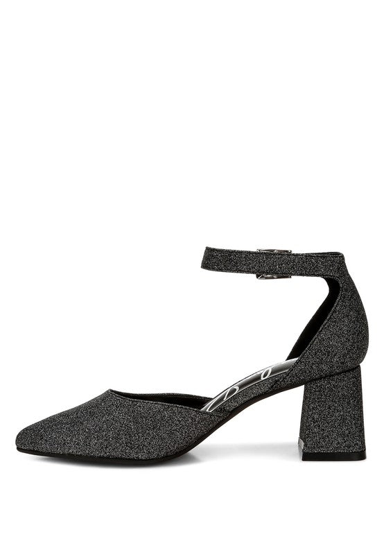Taznia Glitter Block Heel Sandals - Tigbul's Variety Fashion Shop