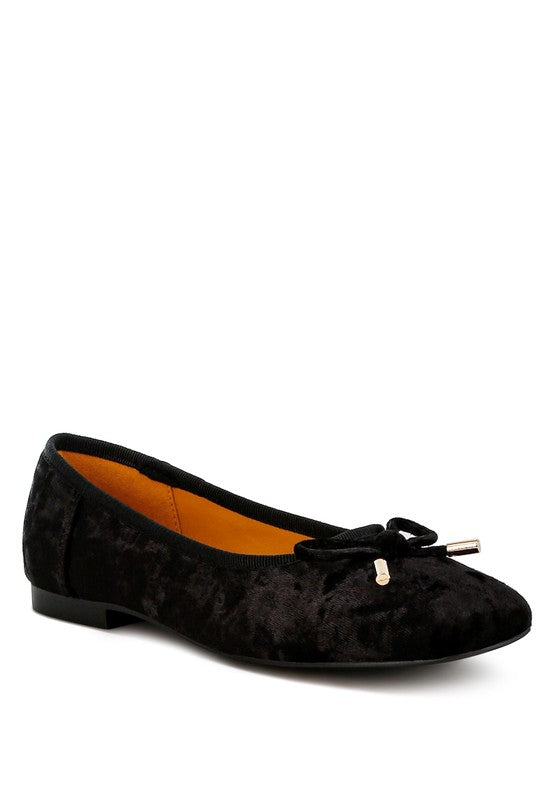 Buckrose Velvet Bow Ballerinas - Tigbul's Variety Fashion Shop