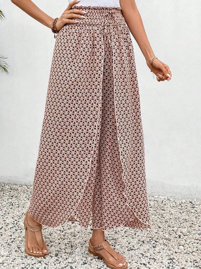 Tied Printed Wide Leg Pants - Tigbul's Variety Fashion Shop