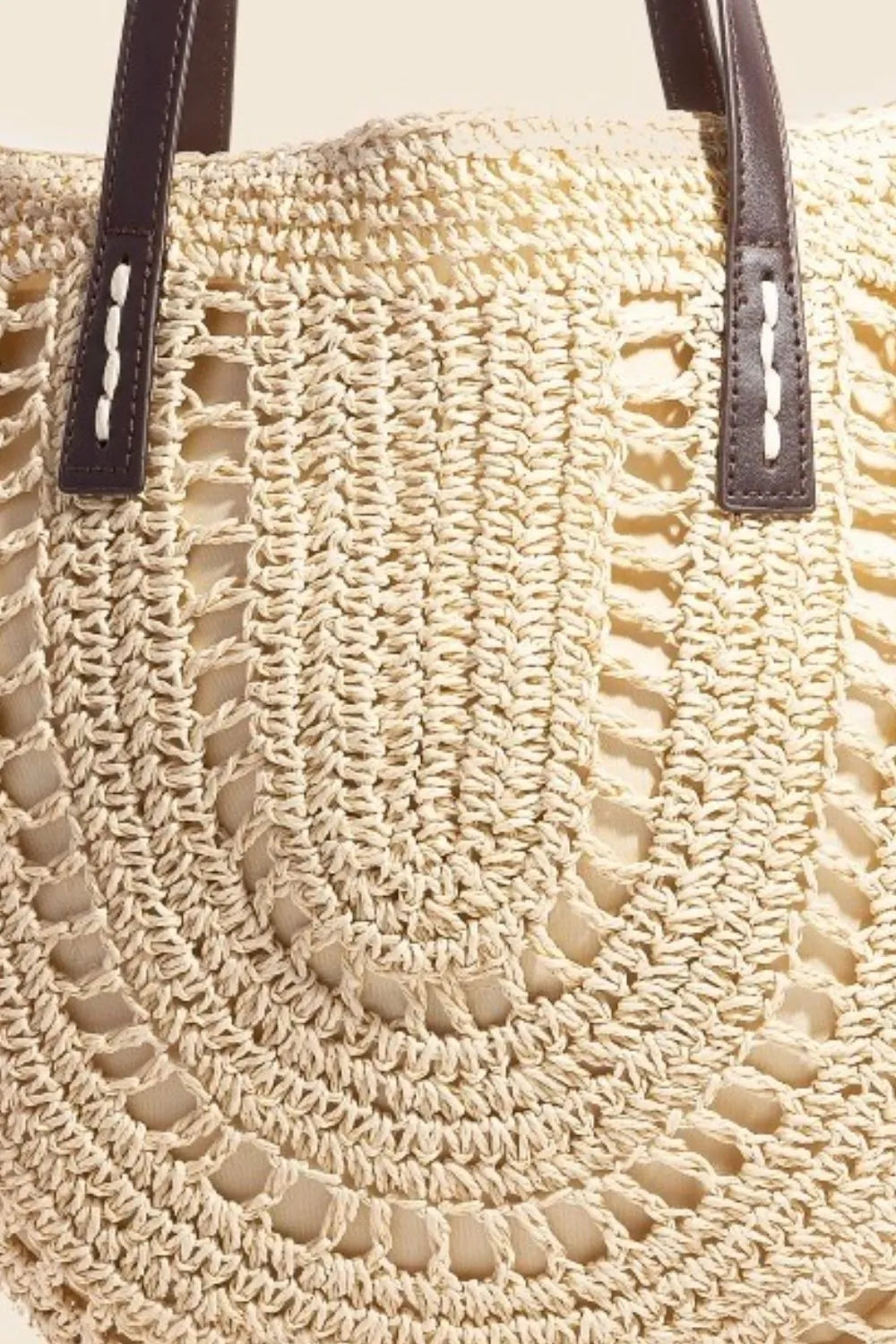Ivory Straw Braided Rounded Tote Bag - Tigbul's Variety Fashion Shop