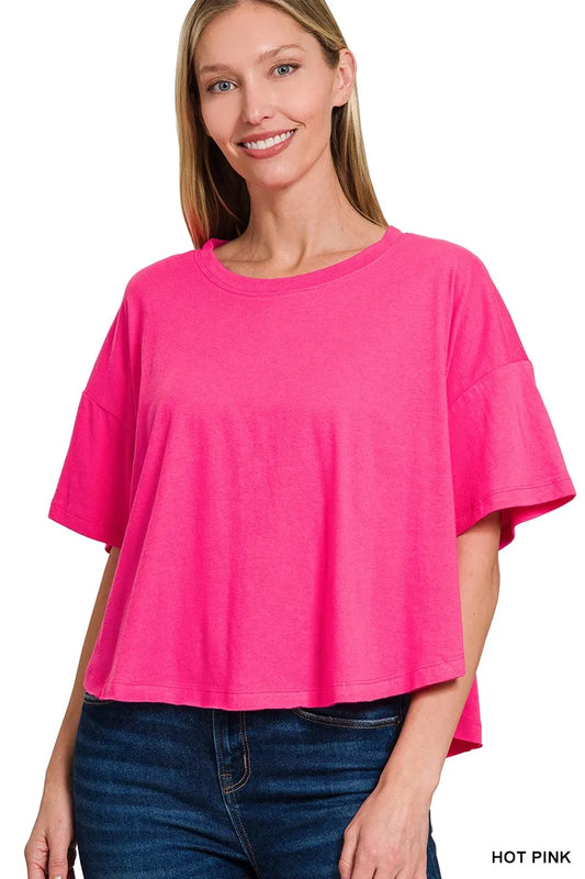 Zenana Cotton Round Neck Short Sleeve T-Shirt - Tigbul's Variety Fashion Shop