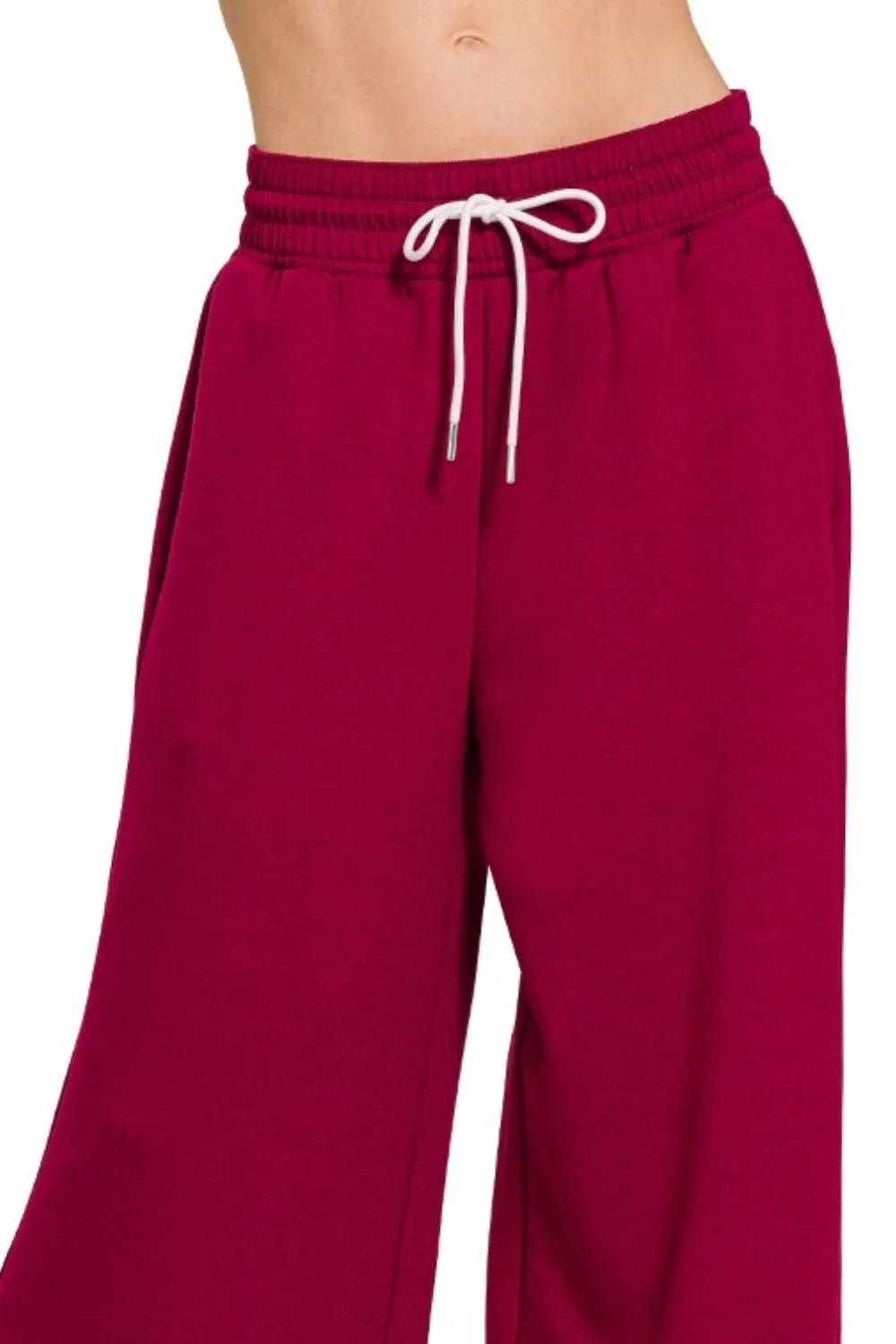 Burgundy Scuba Drawstring Pants - Tigbul's Variety Fashion Shop