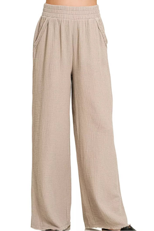 Double Gauze Tan Lounge Pants | Tigbuls Variety Fashion Shop