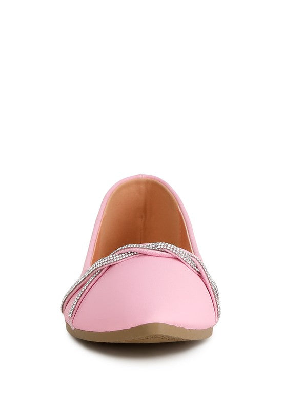 Playasu Rhinestone Faux Leather Ballerinas - Tigbul's Variety Fashion Shop