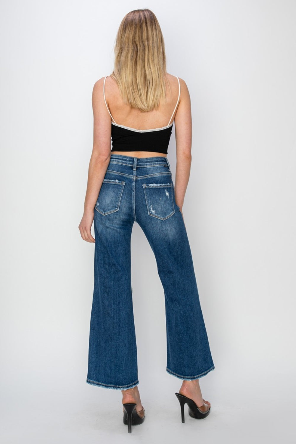 Risen Full Size High Rise Patch Detailed Wide Leg Crop Jeans - Tigbul's Variety Fashion Shop