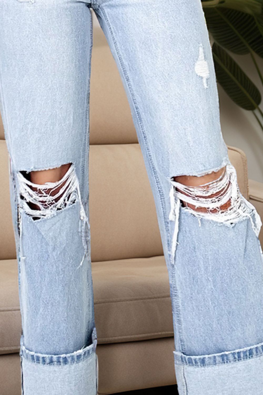 Distressed High Waist Jeans with Pockets - Tigbul's Variety Fashion Shop