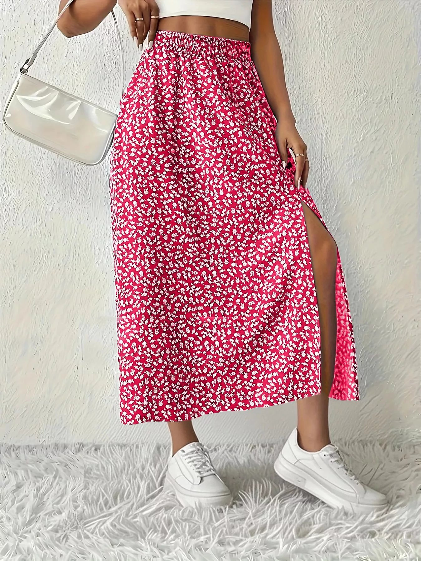 Slit Printed Skirt - Tigbul's Variety Fashion Shop