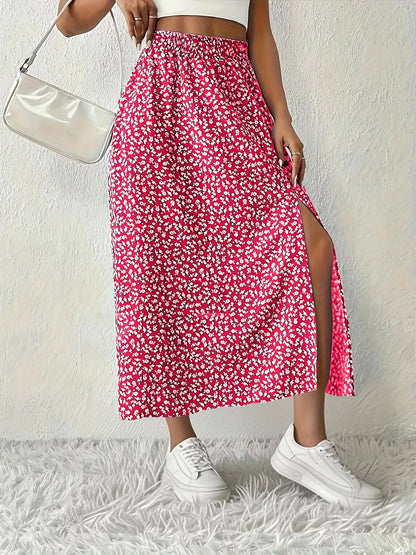 Slit Printed Skirt - Tigbul's Variety Fashion Shop