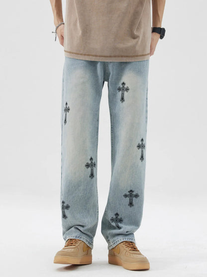 Men's Full Size Cross Wide Leg Jeans Plus Size - Tigbul's Variety Fashion Shop