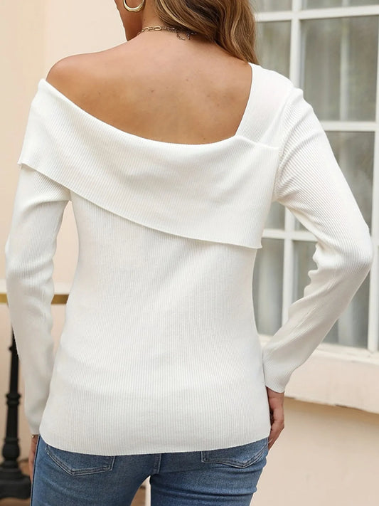 Asymmetrical One Shoulder Knit Top - Tigbul's Variety Fashion Shop