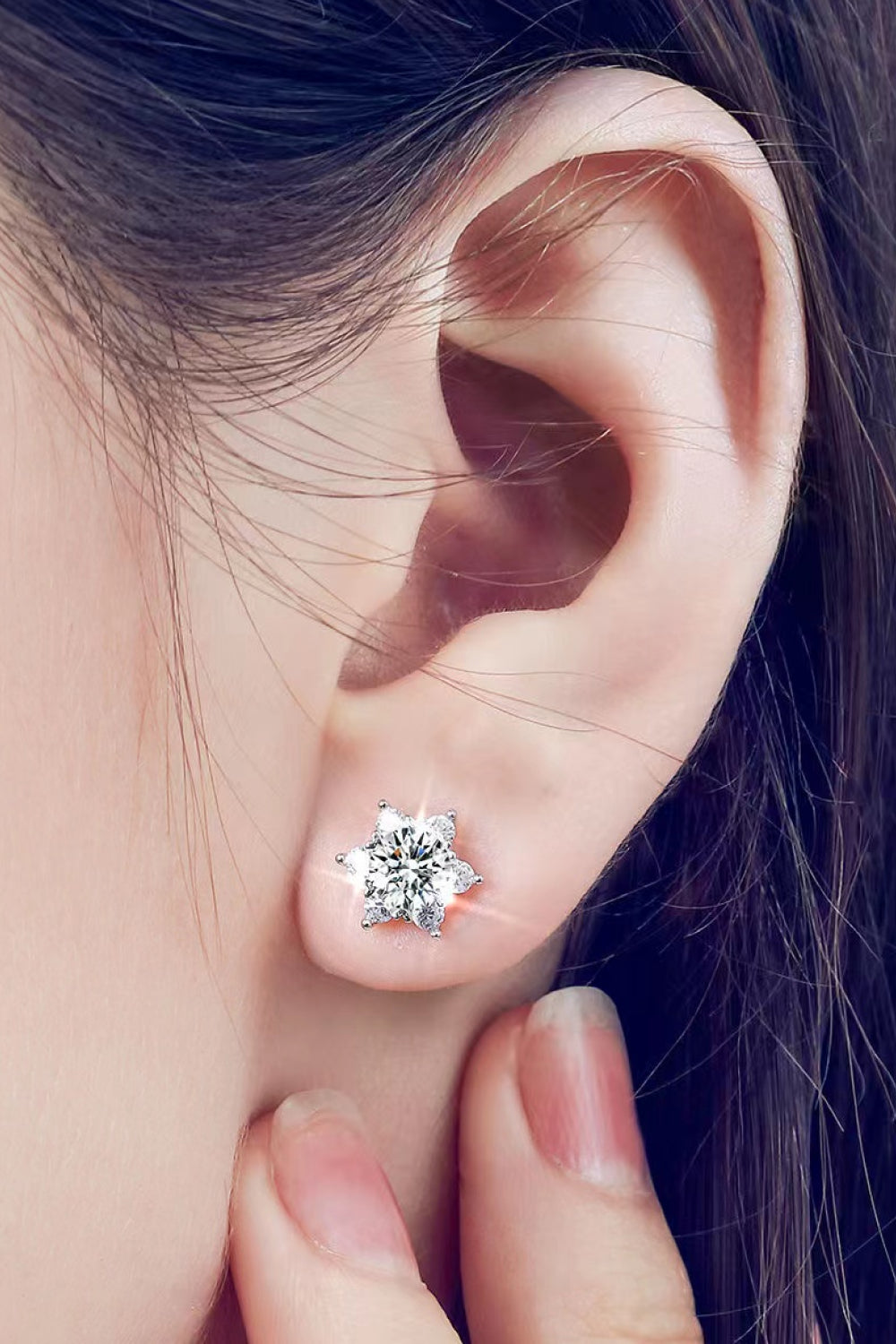 2 Carat Moissanite Floral Stud Earrings - Tigbul's Variety Fashion Shop