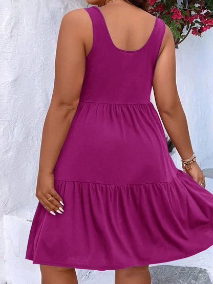 Plus Size Tiered Scoop Neck Tank Dress - Tigbul's Variety Fashion Shop