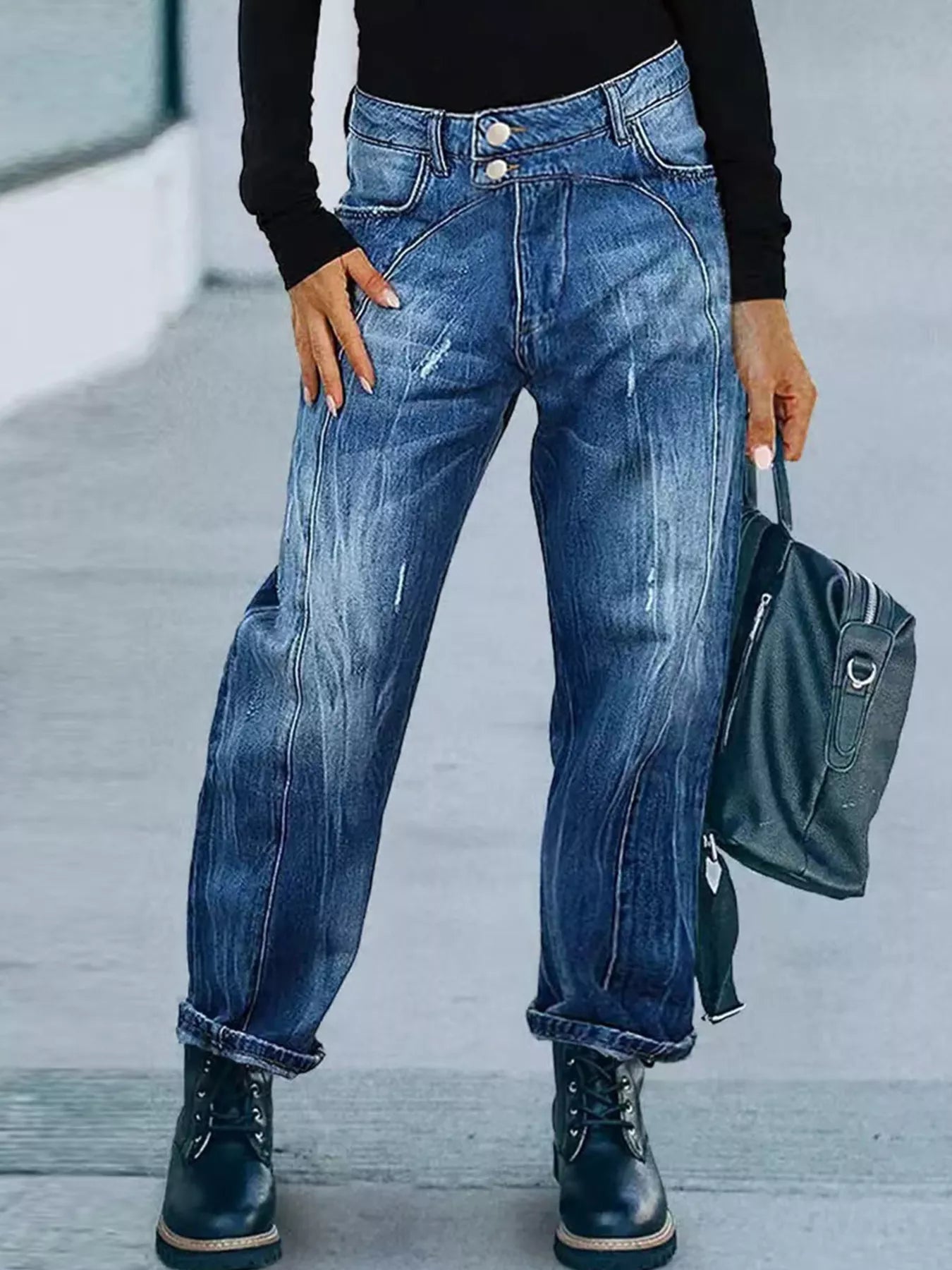Wide Leg Jeans with Pockets | Tigbuls Variety Fashion Shop