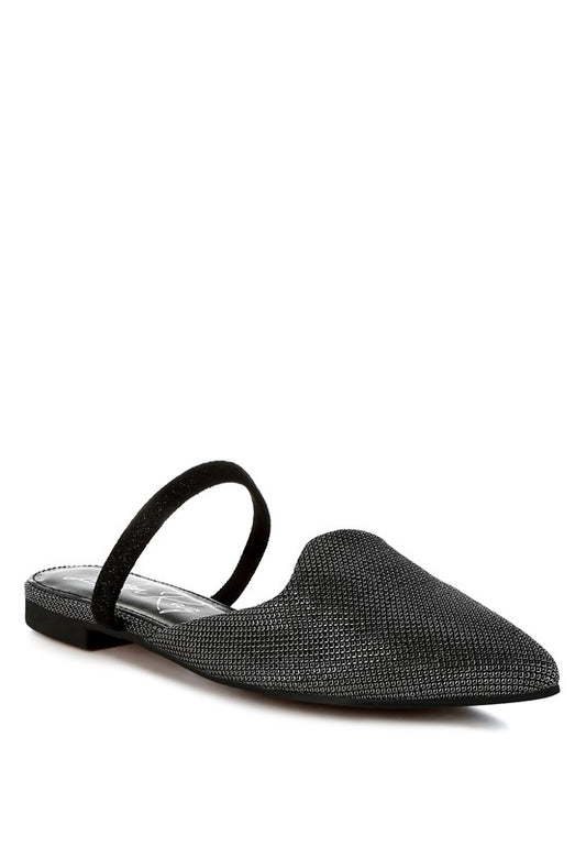 Twiggy Glitter Faux Leather Flat Mules - Tigbul's Variety Fashion Shop