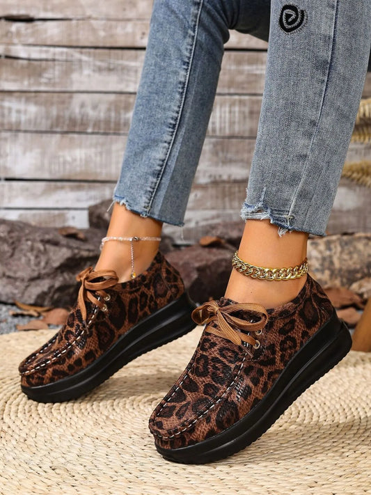 Leopard Round Toe Platform Loafers - Tigbul's Variety Fashion Shop