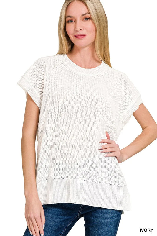 Zenana Oversized Crew Neck Sweater - Tigbul's Variety Fashion Shop