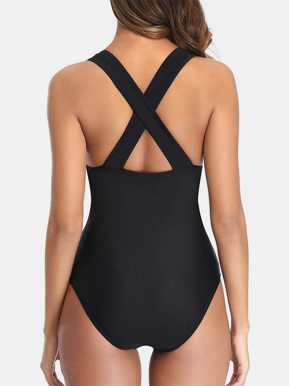 Crisscross Plunge Wide Strap One-Piece Swimwear - Tigbuls Variety Fashion